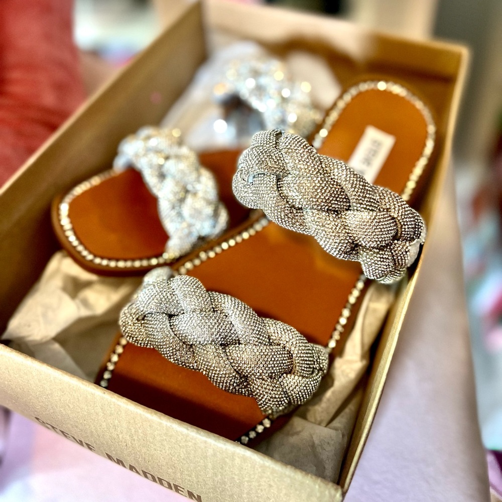 BRAND NEW BLING STEVE MADDEN SANDALS BOUJEE AF😍💅 SIZE 8